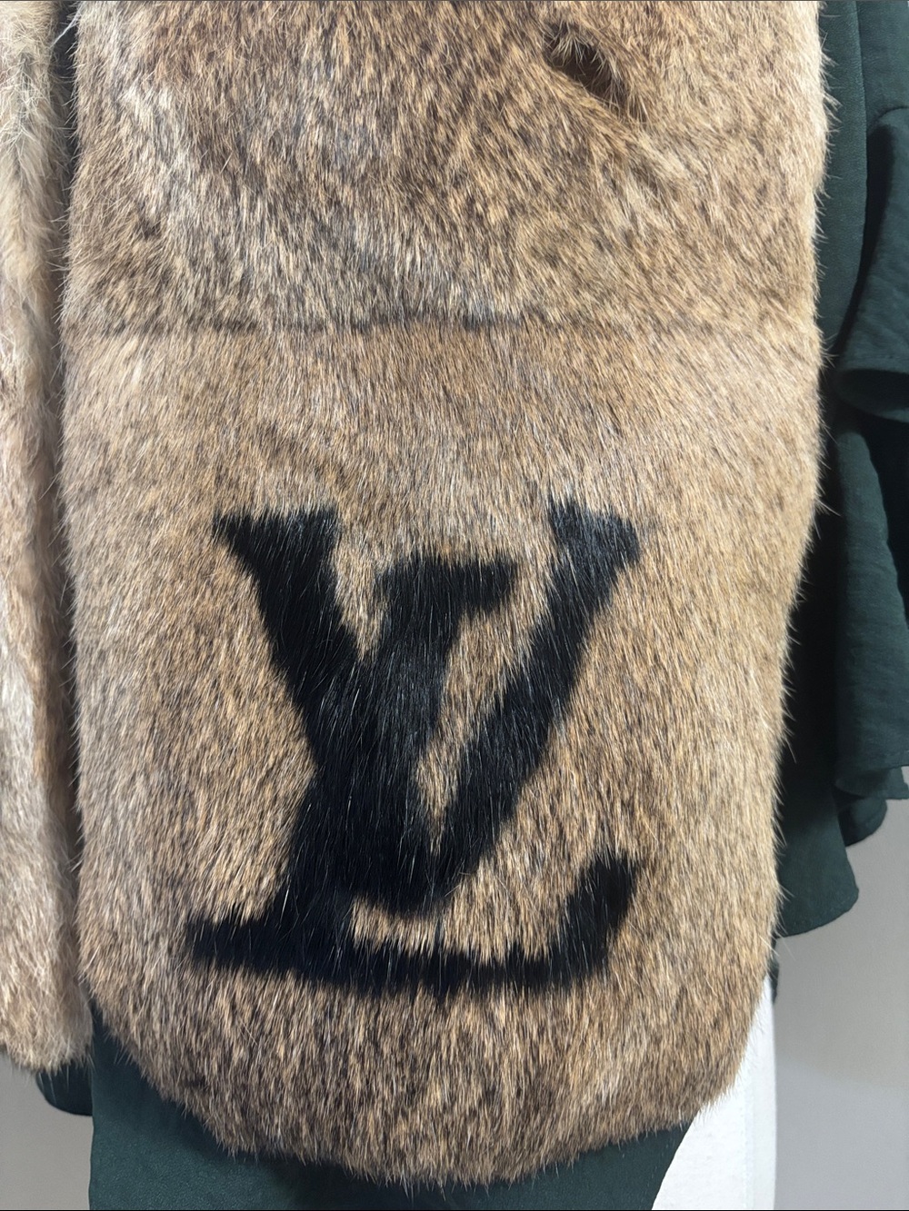 Louis Vuitton Brown Rex Rabbit Fur Vest with Large Monogram - Picture 4 of 8